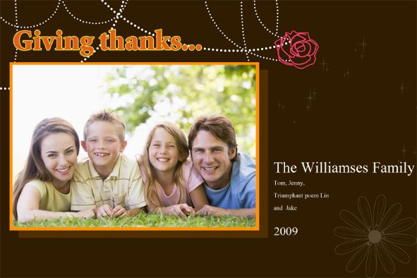 家族 photo templates 感謝祭のカード